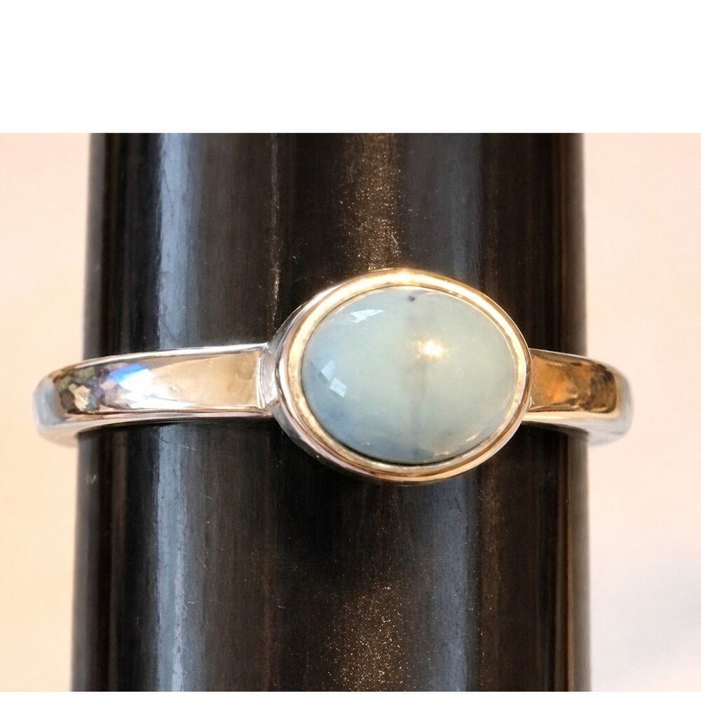 Vintage Faux Turquoise Fashion Ring, Silver-tone Simple Blue Ring Size 8 r-36